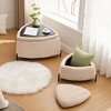 Set of 2 Upholstered Storage Ottoman Footrest Shoe Changing Stool Coffee Side Table with Reversible Lid, Ivory/Light Camel/Black-ModernLuxe - 2 of 4