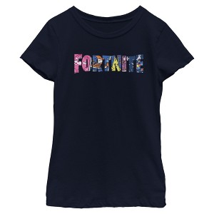 Girl's Fortnite Classic Logo Character Fill T-Shirt - 1 of 4
