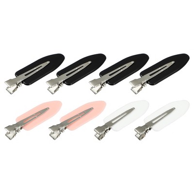 Unique Bargains Plastic Barrettes Leaf-shaped No Bend Hair Clips Black ...