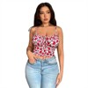 Clotth Women's Floral Print Crop Camisole - Sleeveless Fitted Tank Top, Spaghetti Strap, Casual Summer Wear, White with Red Flowers - 2 of 4