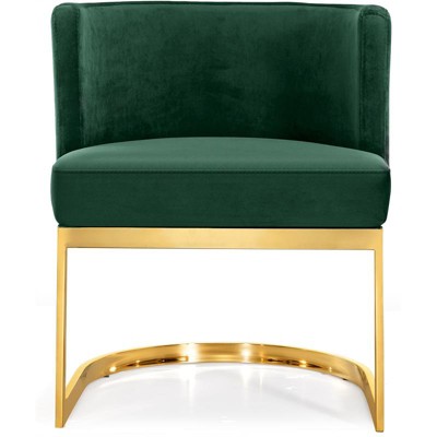 Luxe Emerald Barrel Upholstered Arm Chair with Gold Base