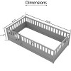 NicBex Twin/Full Size Kids Montessori Bed with High Fenced Design,Floor Bed with Door,Toddler bed for Bedroom Playroom,White/Gray - 3 of 4