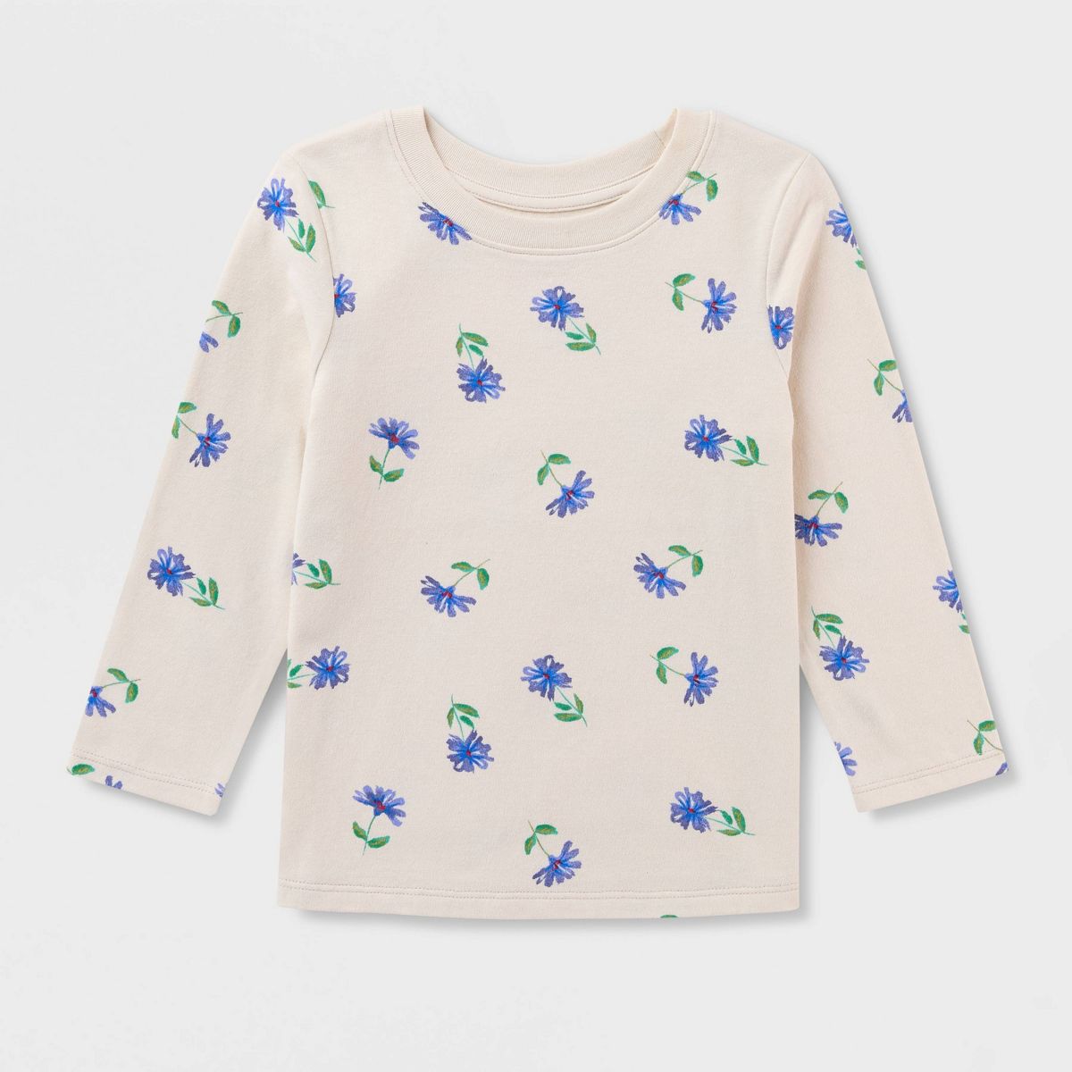 Baby & Toddler Girls' Floral Long Sleeve Classic T-Shirt - Cat & Jack™ Cream/Purple - thumbnail 2