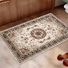 Boho Vintage Washable Area Rug, Gray Medallion Low Pile Non Slip Carpet for Living Room, Bedroom, Kitchen, or Dining Room, Pet Friendly - 3 of 4