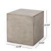 Okak 22.5" Modern LightWeight Concrete Outdoor Side Table Geometric Indoor End Tables, Decorative Garden Accent Table Stools for Yard Patio, Gray - 3 of 4