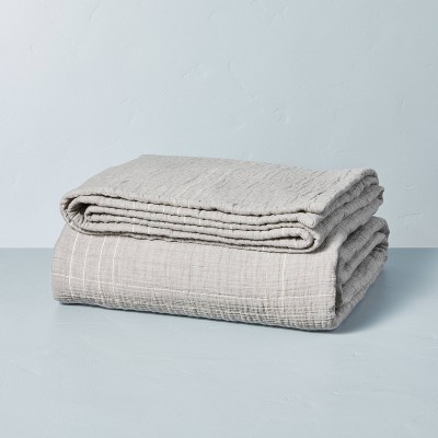 King Gray Microstripe Cotton Matelassé Coverlet