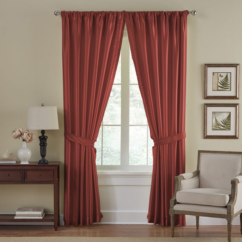 Versailles Faux Silk Room Darkening Single Window Curtain Panel - Elrene Home Fashions, 1 of 7