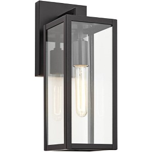 John Timberland Modern Outdoor Wall Light Fixture Mystic Black 14 1/4" Clear Glass Panel for Exterior Barn Deck House Porch Yard Patio Outside Garage - 1 of 4