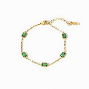 Anna-Kaci Women’s Faceted Gem Station Bracelet with Delicate Linked Chain and Modern Minimalist Detailing for a Refined Everyday Accent - Gold - 1 of 4