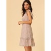 Allegra K Women's Floral Flutter Sleeves V Neck Smocked Ruffle Sundresses - 4 of 4