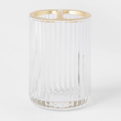 Ribbed Glass Toothbrush Holder Clear - Threshold™