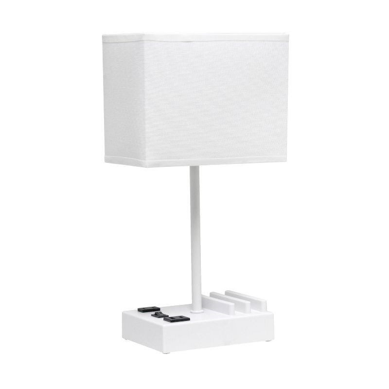 15.3" Tall Modern Rectangular Bedside Table Desk Lamp with 2 USB Ports and Charging Outlet - Simple Designs, 1 of 13