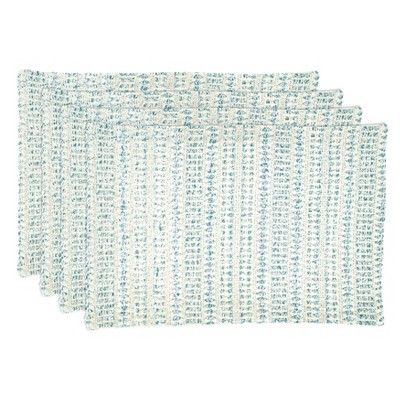 Aqua Woven Line Fabric Placemats Set of Four