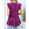 WhizMax Women's Summer Casual V-neck Peplum Sleeveless Tiered Ruffled Hem Solid Color Babydoll Tank Tops - 4 of 4
