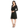 24seven Comfort Apparel Chic V-Neck Long Sleeve Belted Dress - 2 of 4