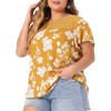 Agnes Orinda Women's Plus Size Floral Printed Lace Panel Keyhole Back Flare Sleeve Blouses - 2 of 4