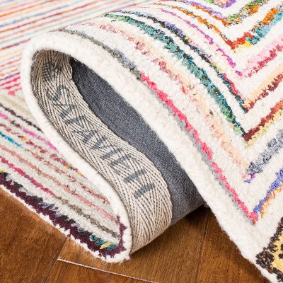 Ivory and Multicolor Hand-Tufted Wool Area Rug 2' x 3'