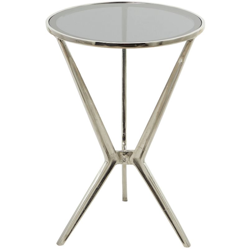 Modern Aluminum and Smoke Glass Accent Table - Olivia & May, 1 of 6