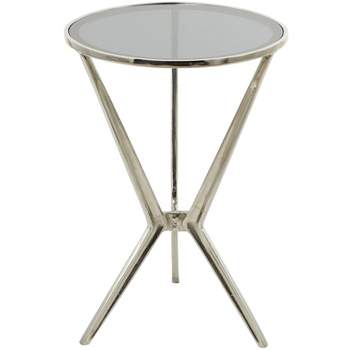 Modern Aluminum and Smoke Glass Accent Table - Olivia & May