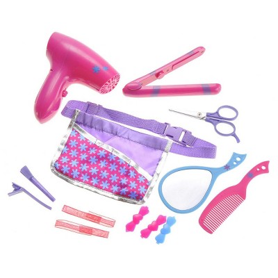 Beauty Salon Fashion Toy Set W/Hair Dryer Curling Iron Mirror Scissor Hair Brush