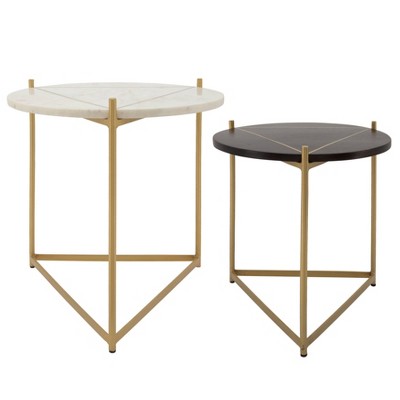 2pc Geometric Coffee Table Gold - Sagebrook Home