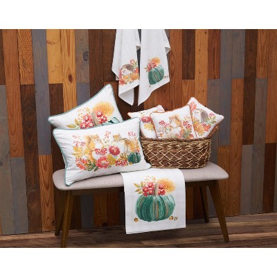 Autumn Harvest Squirrel & Chipmunk Cotton Throw Pillow