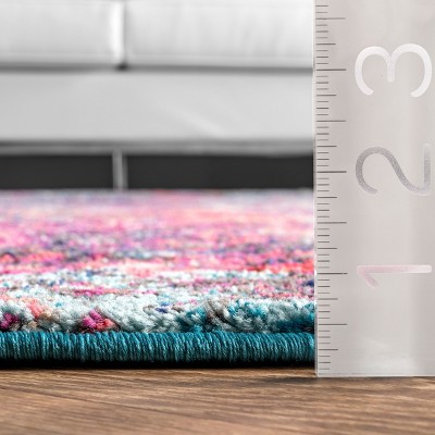 Multi Abstract Synthetic 6'7" x 9' Non-Slip Area Rug