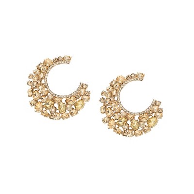 SOHI Women's Red Stone Hoop Earrings