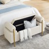 Upholstered Linen Storage Bench with Cylindrical Arms and Iron Legs for Hallway Living Room Bedroom - 3 of 4