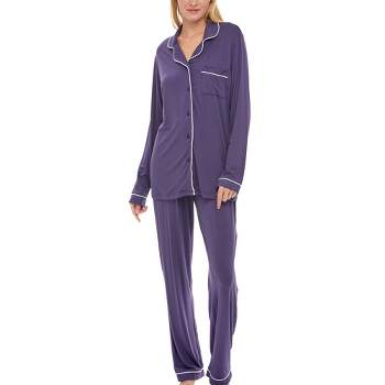 Adr Women's Plush Fleece Pajamas Set, Button Down Winter Pj Set Reindeer On Purple  Small : Target