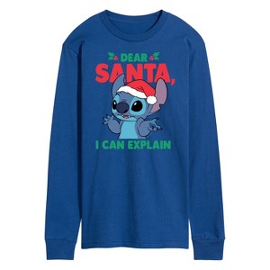 Men's - Lilo and Stitch - Dear Santa I Can Explain Long Sleeve Graphic T-Shirt - 1 of 4