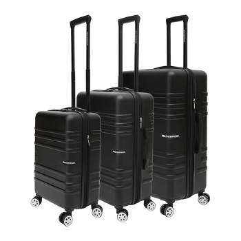Weatherproof Wrapped Trunk 20", 24" and 28" 3-Piece Black Carry-On Luggage Set