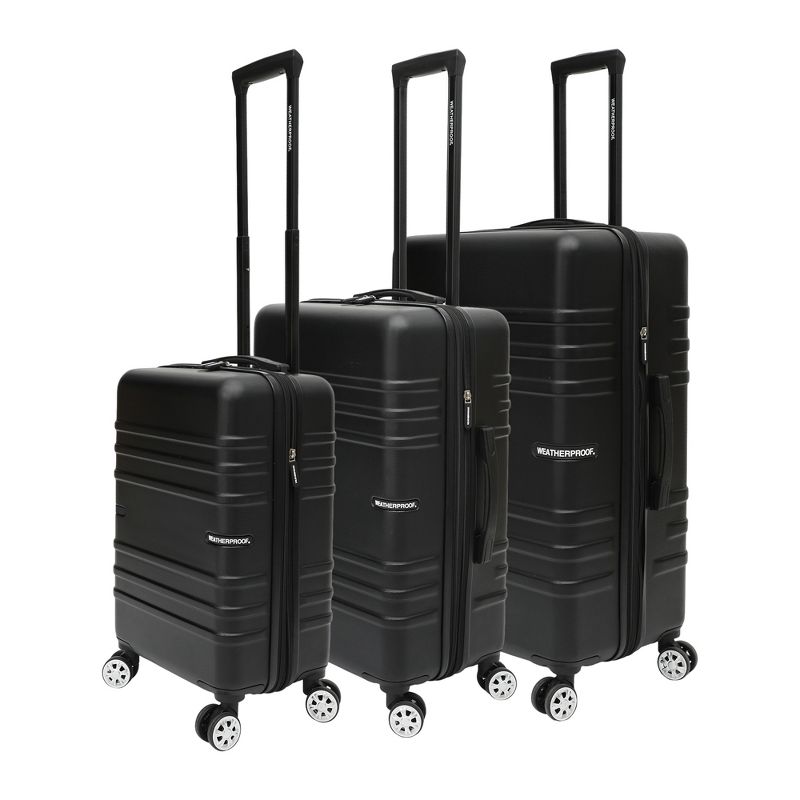 Weatherproof Wrapped Trunk 20", 24" and 28" 3-Piece Black Carry-On Luggage Set, 1 of 7