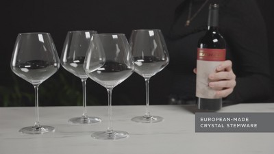 European Lead-Free Crystal Burgundy Wine Glass Set, 31 Oz, Set of 4