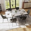 POVISON Contemporary Leather Dining Chairs Set of 2, Curved Back Side Chairs, Gray - 2 of 4