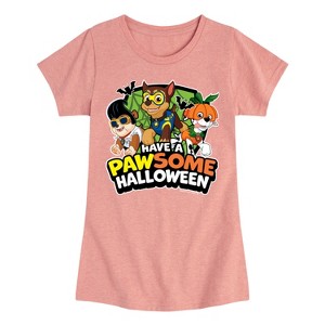 Girls' - Paw Patrol - Rubble Chase Marshall Pawsome Halloween Fitted Short Sleeve Graphic T-Shirt - 1 of 4