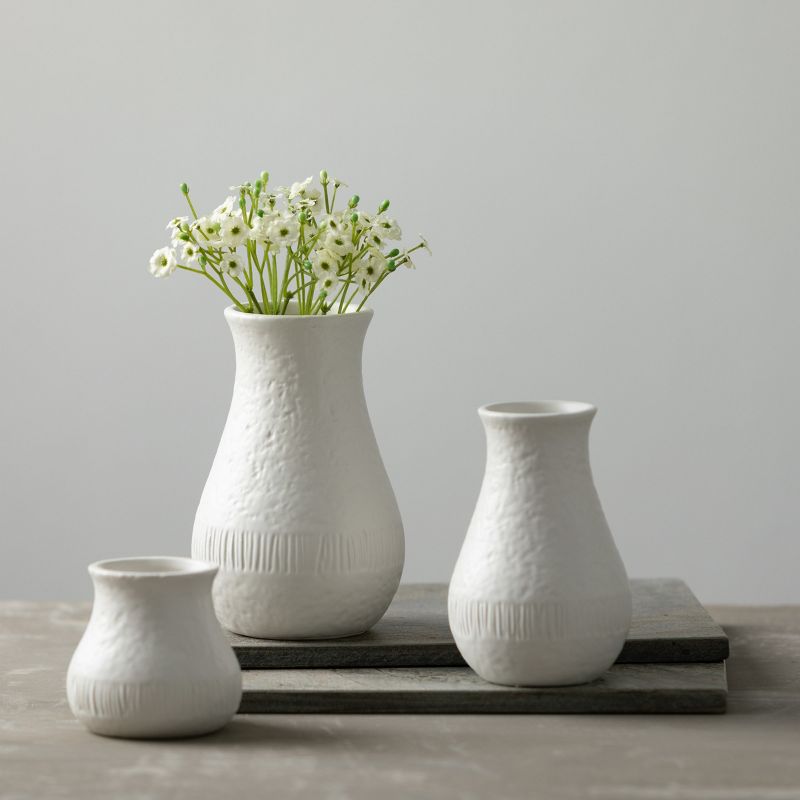 Sullivans 3", 5" & 6" White Chiffon Stone Vase - Set of 3, 4 of 7