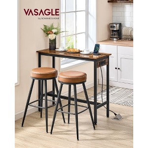 Narrow Long Bar Table for Kitchen & Dining, Sturdy Metal Frame with Built-in Charging Station, Industrial Style, 15.7x39.4x35.4 Inches, Rustic Brown - 1 of 4