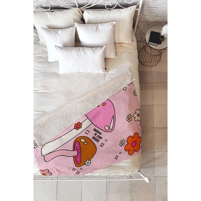 Daily Regina Designs Colorful Mushrooms And Flowers 60" x 50" Fleece Throw Blanket - Deny Designs