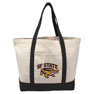 San Francisco State University Primary Logo Canvas Tote Bag With External Pocket, Reusable Shoulder Bag for Shopping, School, Beach - 1 of 4