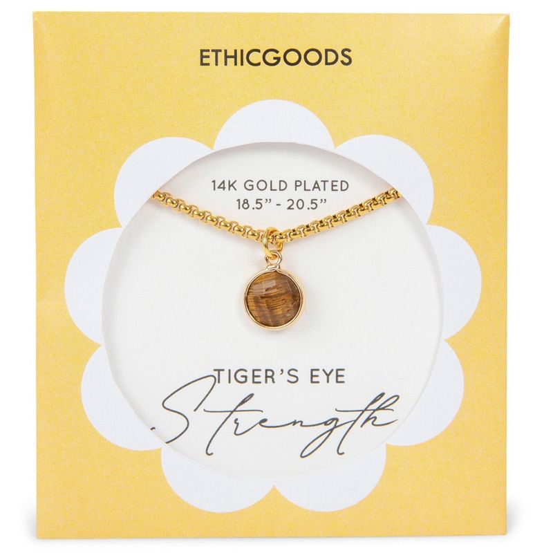 Gold Plated Tiger's Eye Stone Pendant Necklace | ETHICGOODS, 2 of 5