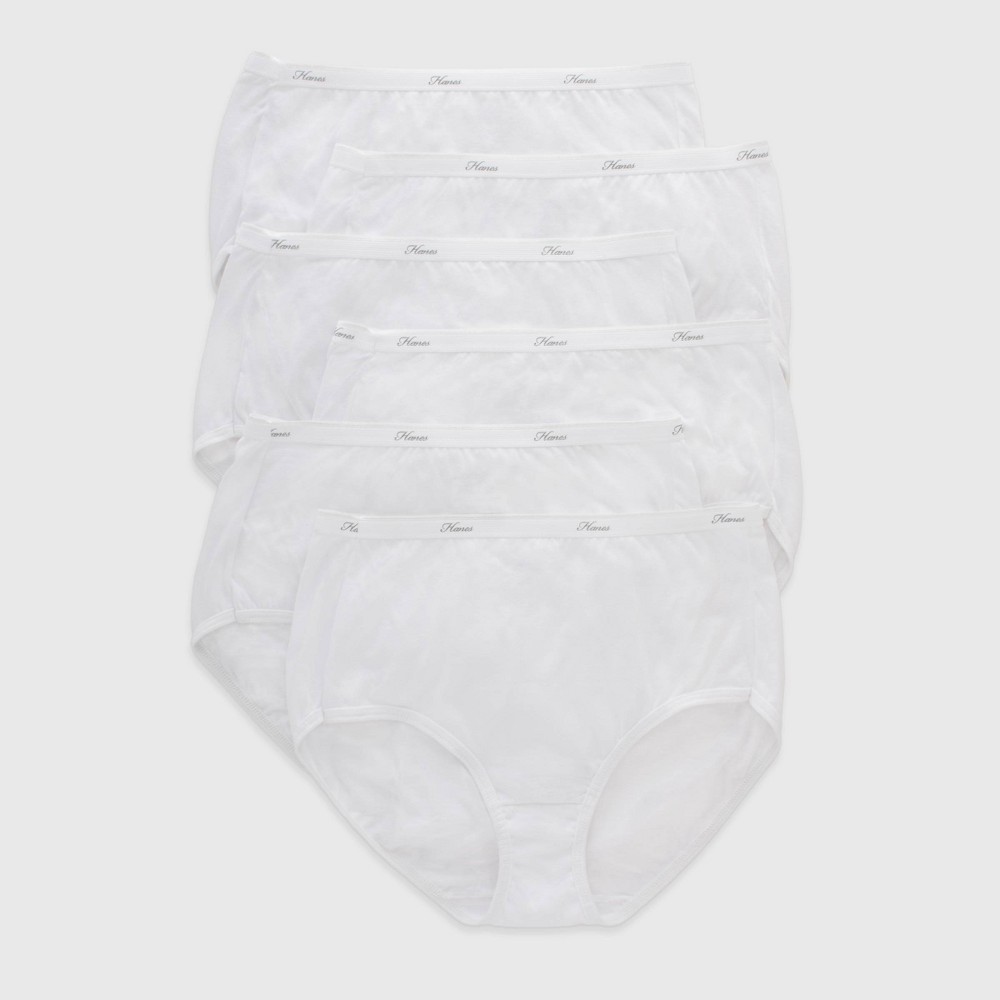 Hanes Women's Core Cotton Briefs Underwear 6pk - White 7 -  13588119