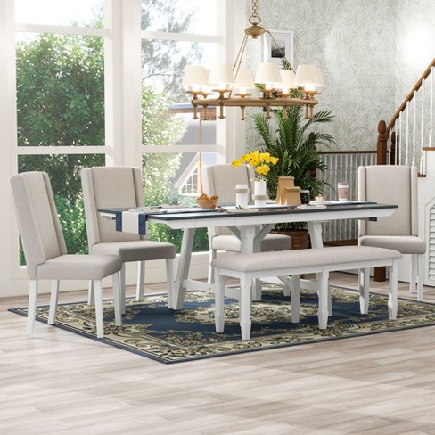 White and wood online dining set