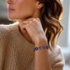 Ross-Simons 45.00 ct. t.w. Sapphire and .10 ct. t.w. Diamond Flower Bracelet in Sterling Silver - 2 of 4