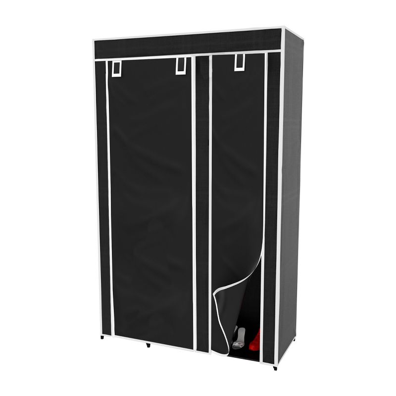 Hastings Home Freestanding Wardrobe Closet Organizer with Dust Cover – Black, 3 of 7