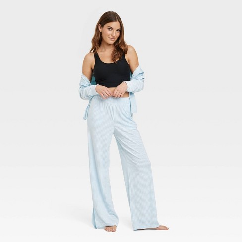 Women's Velvet Lounge Pajama Pants With Slit - Colsie™ Blue Xl