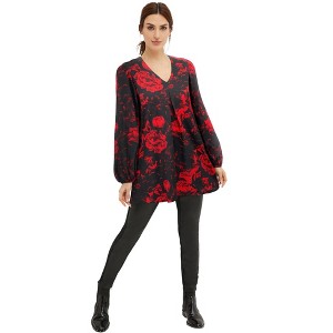 ellos Inverted Pleat Textured Knit Tunic With Blouson Sleeves - 1 of 3