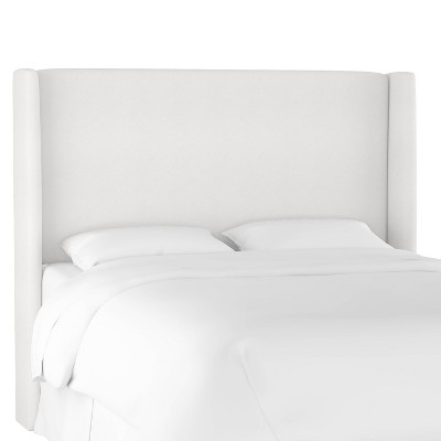 Skyline Furniture Full Wingback Headboard Mystere Snow: Elegant Upholstered Pine Frame, Box Spring Mount