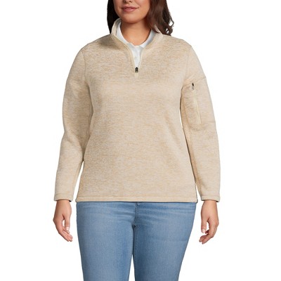 Lands' End Women's Sweater Fleece Quarter Zip Pullover