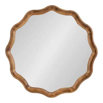 Kate & Laurel All Things Decor 28"x28" Hatherleigh Round Scallop Mirror Rustic Brown